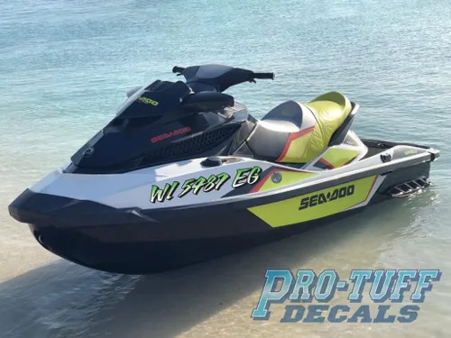 Vista 3 de Paquete de 2 pares de números de registro de barcos personalizados para motos de nieve estatales de motos de nieve lado a lado, etiqueta adhesiva