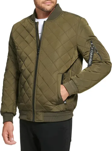 Vista 9 de Calvin Klein chamarra de aviador con detalle de cremallera acolchada para hombre