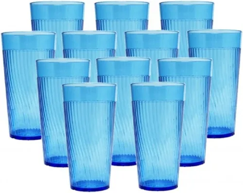 Vista 14 de TrueCraftware - Juego de 12 vasos Belice de policarbonato azul de 8 onzas. Vasos de té helado de alta calidad, apilables, reutilizables, aptos