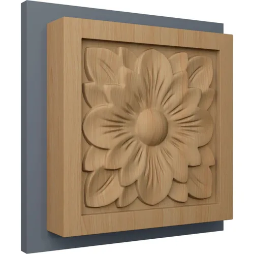 Vista 5 de Ekena Millwork ROS03X03X00DGAL Roseta cuadrada de flor de cornejo pequeña, 3 pulgadas de ancho x 3 pulgadas de alto x 5/8 pulgadas de largo, aliso