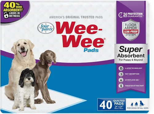 Vista 9 de Four Paws Wee-Wee Tapetes entrenadores superabsorbentes para perros y cachorros, 24 x 24 pulgadas (75 unidades)