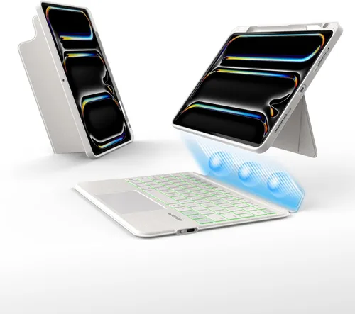 Vista 14 de EIP Funda con teclado Bluetooth para iPad de 10.2 pulgadas (7ª/8ª/9ª generación) y iPad Air de 10.5 pulgadas (3ª generación), funda magnética