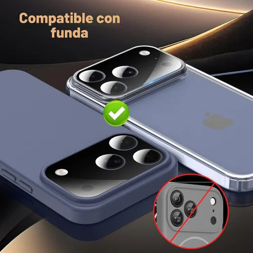 Vista 5 de YWXTW Protector de lente de cámara para iPhone 17 Pro, cobertura completa, protector de pantalla de lente de vidrio templado para iPhone 17 Pro