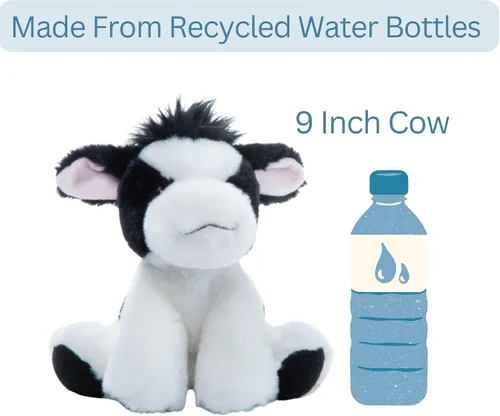 Vista 4 de The Petting Zoo Peluche de vaca floppy, regalos para niños, animales salvajes de la vida silvestre, juguete de peluche de vaca de 9 pulgadas