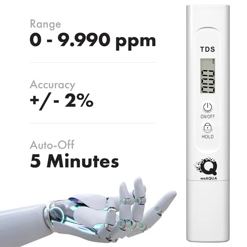 Vista 5 de Medidor TDS Medidor digital de agua - Autocalibración para resultados precisos - Probador de calidad del agua ideal para agua potable, hidroponía