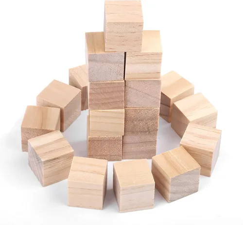 Vista 7 de Natural Wood Cubes, Square Blocks for DIY Crafts Home Decor Kids Toys Smooth SurfaceNonToxic (25mm (10 Pieces))