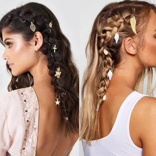 Vista 5 de 189 piezas de joyería de rastas, cuentas para trenzas de cabello, joyería para el cabello para trenzas, anillos trenzados de metal y oro, puños