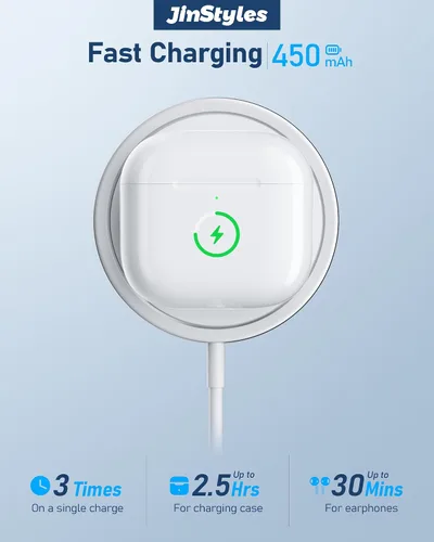 Vista 4 de Funda de carga de repuesto compatible con AirPods 4/5, cargador inalámbrico USB-C con botón de sincronización de emparejamiento Bluetooth, batería