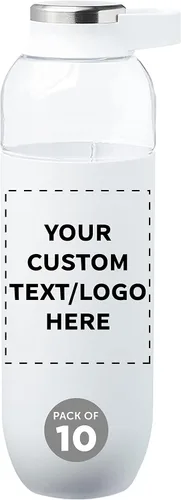 Vista 12 de DISCOUNT PROMOS Custom Strike - Botellas de agua de plástico con asa de transporte de 27 onzas, juego de 10, paquete personalizado a granel
