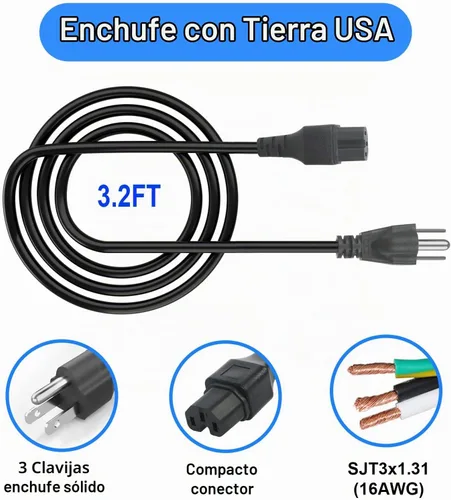 Vista 4 de Pieza de repuesto de cable de alimentación de 3 clavijas adecuada para cable percolador Farberware, cable eléctrico para olla a presión eléctrica