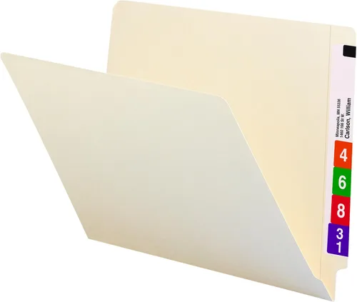 Vista 8 de Smead Shelf-Master - Carpetas de archivos con pestañas finales, 100 unidades, Manila, pestañas reforzadas de corte recto, tamaño carta