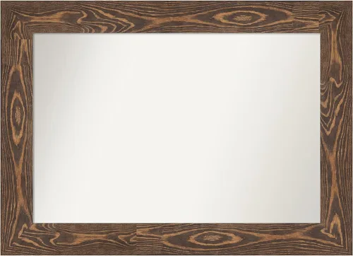 Vista 176 de Amanti Art Espejo de baño marrón para sobre fregadero, 26 x 26 pulgadas, espejo de tocador cuadrado marrón rústico Alexandria, marco de madera