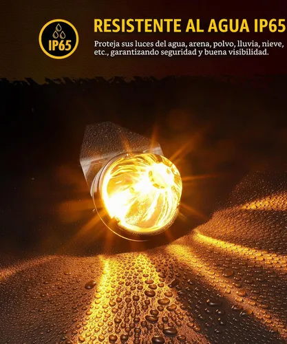 Vista 5 de Partsam 2 piezas de luces de sandía con lente de vidrio ámbar y soporte de acero inoxidable, [Patentado] luces intermitentes LED ámbar para espejo