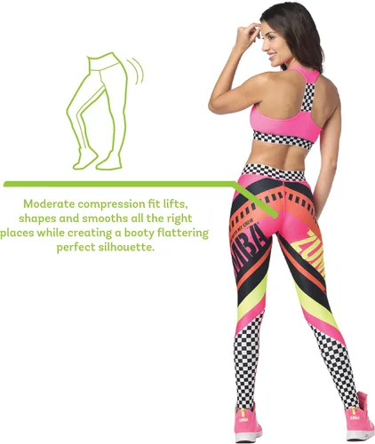 Vista 4 de ZUMBA Leggings de cintura ancha jacquard para entrenamiento de danza para mujer