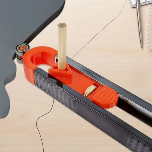 Vista 6 de Medidor de contorno preciso ajustable con cerradura y lápiz para carpintería, copia de construcción, duplicador de forma irregular, medición