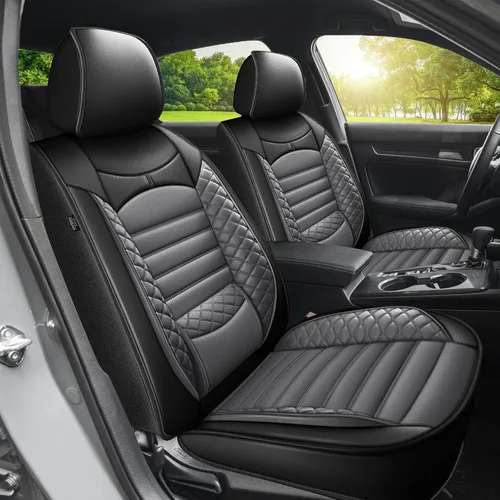 Vista 39 de 2 Fundas de Asiento Delantero Compatibles con Honda HRV Sport, LX, EX, EX-L, Touring 2016-2025 - Fundas de Asiento de Cuero Impermeables y #014 Beige