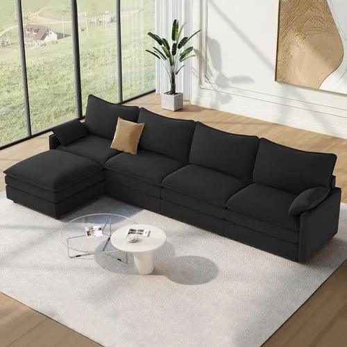 Vista 53 de Vesgantti Sofá modular de 108 pulgadas, cómodo sofá de nube con asiento profundo otomano movible, sofá modular en forma de L, sofás seccionales
