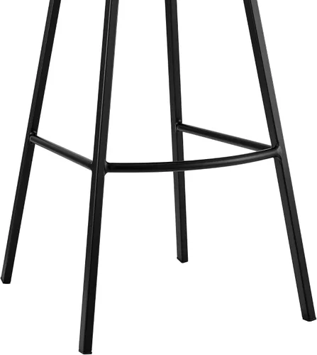 Vista 10 de Armen Living Taburete de cuero sintético gris Tandy y metal negro de 26 pulgadas