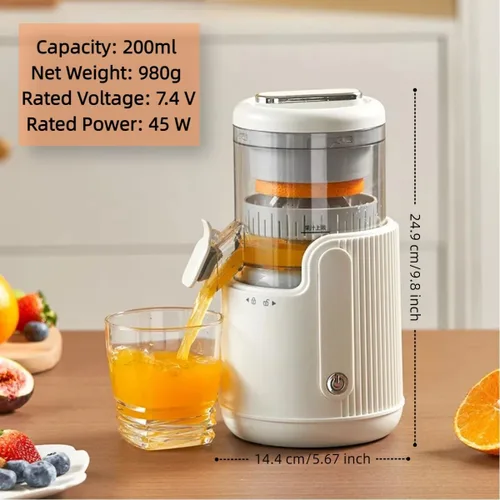 Vista 9 de Portable Electric Citrus Juicer, Efficient Extraction for Oranges Lemons Limes, Hands-Free One-Touch Operation, USB Rechargeable & Easy Clean, Mini