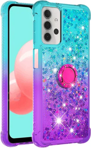 Vista 3 de Funda para Samsung Galaxy A32 5G, diseño de arena movediza con purpurina y purpurina que fluye líquido, flotante, poliuretano termoplástico