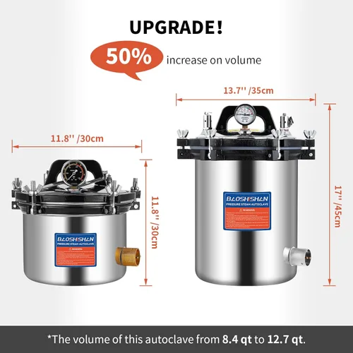 Vista 2 de BAOSHISHAN Autoclave portátil 1KW 110V de la presión del acero inoxidable de 12,7 QT de la autoclave del vapor 12,7 QT