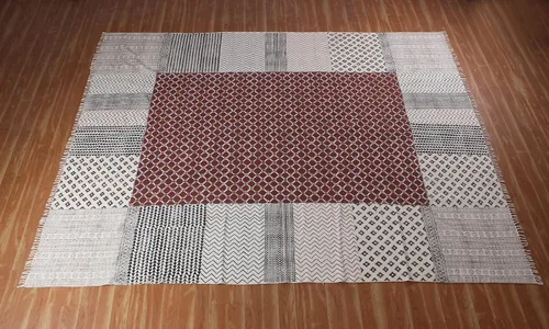 Vista 4 de Runner - Alfombra de área de algodón marrón de 2.6 x 8 pulgadas, alfombra geométrica Kilim para interiores y exteriores, alfombra de tejido plano