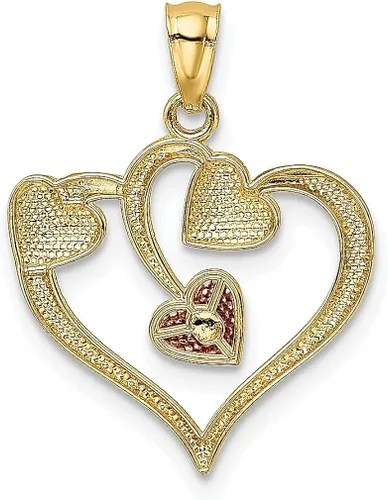 Vista 3 de Collar con dije de corazón blanco de oro amarillo de 14 quilates, dos tonos, amor de múltiples joyas finas para mujeres, regalos para ella