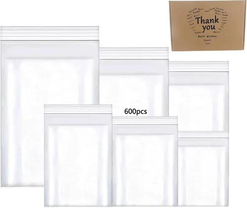 Vista 17 de newlng Mini bolsas de plástico de 1.6 x 2.4 pulgadas/1.6x2.4 in, 600 bolsas de joyería transparentes resellables, bolsa pequeña con cremallera
