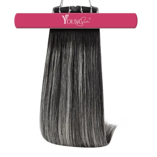 Vista 95 de YoungSee Extensiones de Cabello Humano con Cinta Balayage Extensiones de Cabello con Cinta Marrón Oscuro Extensiones de Cabello con Cinta Ombre