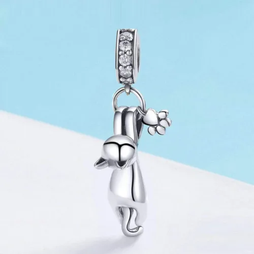 Vista 2 de Eternalll - Encantadores dijes de perro de la suerte de gatos de la suerte, cuentas de plata de ley S925 con cuentas de cristal de Murano
