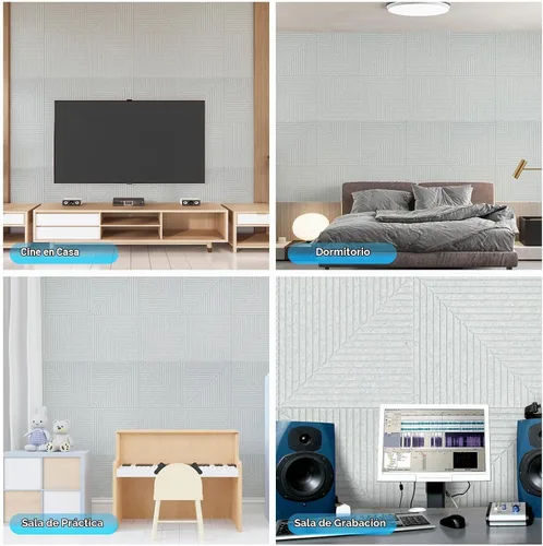 Vista 4 de Art3d Paquete de 6 paneles de pared acústicos autoadhesivos para decoración del hogar, paneles insonorizados de 24 x 24 pulgadas para oficina