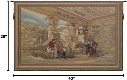 Vista 5 de Charlotte Home Furnishings - Tapiz europeo Temple Of Ptolemy IV, 40 x 26 pulgadas, algodón/viscosa/poliéster