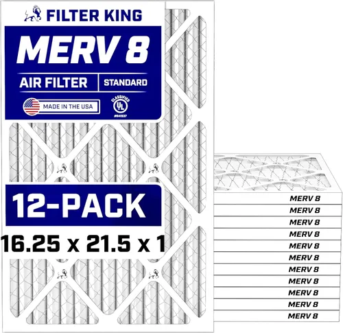 Vista 47 de Filter King Filtro de aire de 5.88 x 12.13 x 1 (MERV 8) (paquete de 12) filtros de horno de CA para control de polvo y alergias, fabricados en EE.
