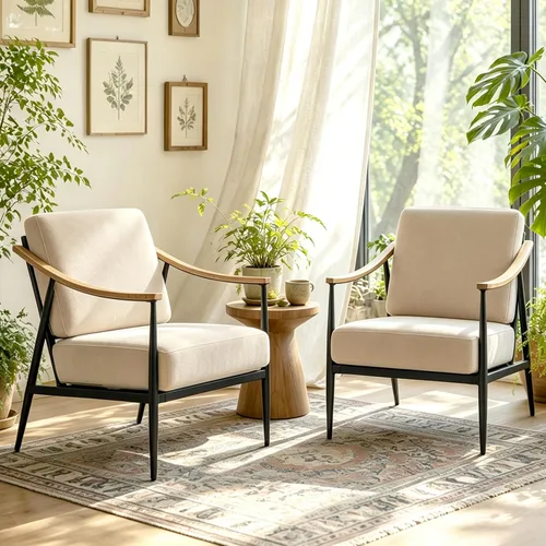 Vista 16 de RNKSFX - Silla con acentos modernos para sala de estar/dormitorio, silla de mediados de siglo con brazos, silla decorativa tapizada para oficina