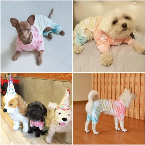 Vista 5 de Pijamas CuteBone suaves, lindos, mameluco para perro y gato A05 - Pies degradados