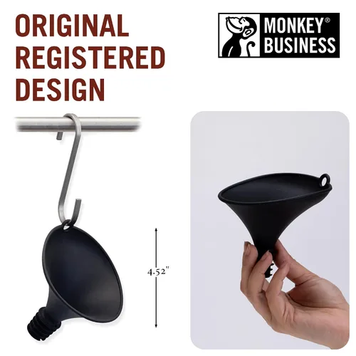 Vista 5 de Embudo de silicona Stedi de Monkey Business para llenar botellas, embudo de cocina para transferencia de líquido de botella de agua, herramienta