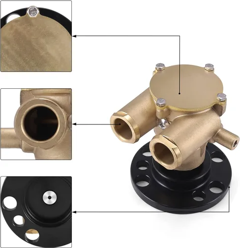 Vista 3 de Bomba de Agua Montada en Eje de Cigüeñal 857451 856513 841640 F6B-9 Para 1979-1993 Volvo Penta OMC V8 Johnson 10-24930-01 10248051 102494601 Marine