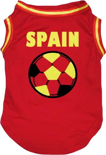 Vista 2 de Petitebella Camiseta de fútbol de España para perro (rojo, talla XS)