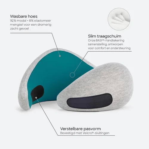 Vista 3 de Ostrichpillow Go Almohada Cervical, Almohadas de Viaje para Aviones, Almohada de Viaje de Espuma Viscoelástica Premium, Diseño Ergonómico 360º