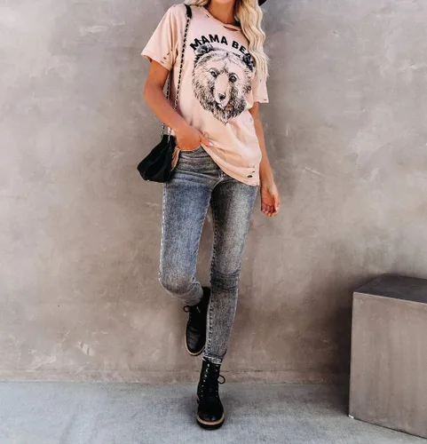 Vista 5 de INFITTY - Camiseta estampada de manga corta para mujer, básica, informal, para verano, diseño de relámpago y leopardo