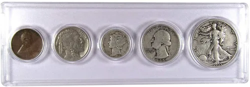 Vista 21 de Juego de 5 monedas coleccionables de 1934 en buen o mejor estado para regalo