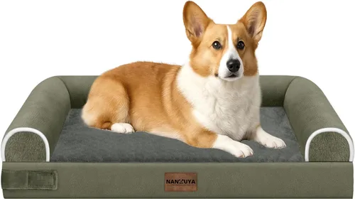 Vista 132 de NANUYA - Cama ortopédica para perros de tamaño mediano/grande, lavable: Camas con almohada para perros de tamaño mediano/grande, sofá de espuma