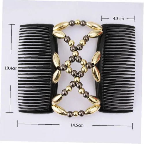 Vista 4 de Peines de pelo elásticos para el cabello, pinzas dobles elásticas para el cabello, herramienta de peinado de bricolaje para mujeres y niñas