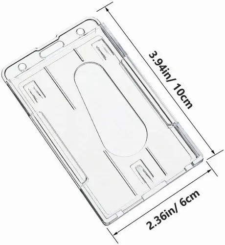 Vista 3 de Tarjetero de plástico duro, FadyRaye, con soporte para tarjetas de identificación transparentes con ranura de pulgar de fácil acceso, estuche de PC