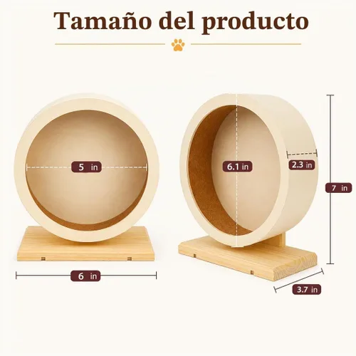 Vista 2 de antiai Rueda silenciosa de madera para hámster, accesorios de rueda de ejercicio para animales pequeños, ruedas giratorias silenciosas para evitar