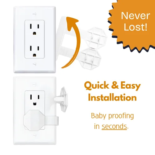 Vista 2 de Fundas para enchufes a prueba de bebés (paquete de 6) – Fundas de enchufe a prueba de niños siempre conectadas para enchufes eléctricos – Cubiertas