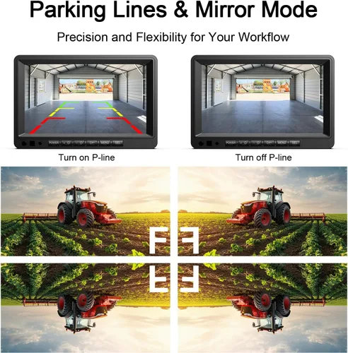 Vista 5 de Fookoo Sistema de cámara de respaldo con cable HD 1080P de 7 pulgadas, cámara de visión trasera impermeable IP69 a prueba de vibraciones, visión
