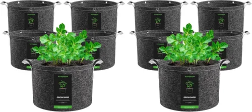 Vista 14 de VIVOSUN 5-Pack 25 Gallon 500G Fabric Grow Bags with Strap Handles