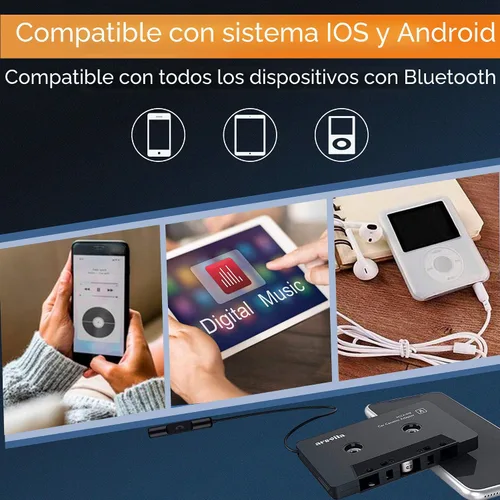 Vista 5 de Arsvita Receptor de Audio de Casete Bluetooth para Coche, Reproductor de Cinta Bluetooth 5.0 Adaptador Auxiliar de Casete