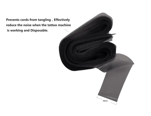 Vista 3 de HuoHuo 100 fundas de cordón de clip, fundas de plástico con clip de color negro, fundas desechables para cable de higiene, una caja de 100 fundas